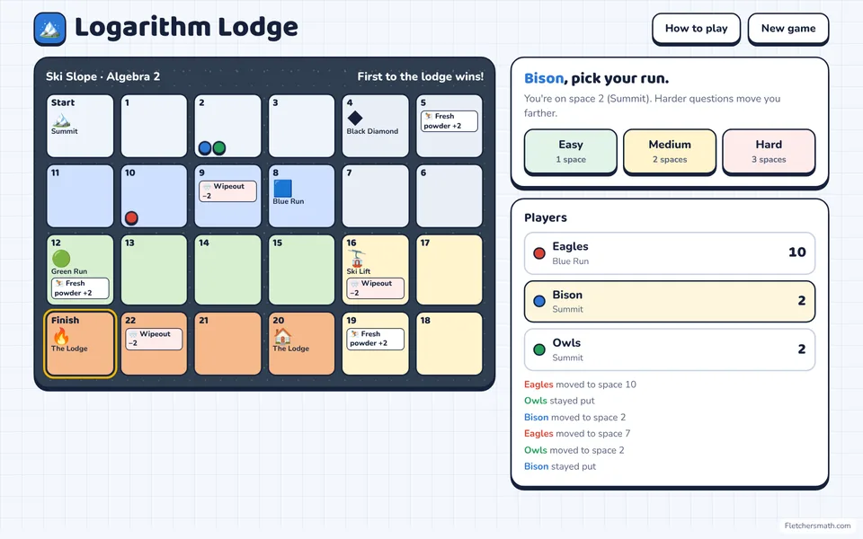 Screenshot of Logarithm Lodge in the middle of a game