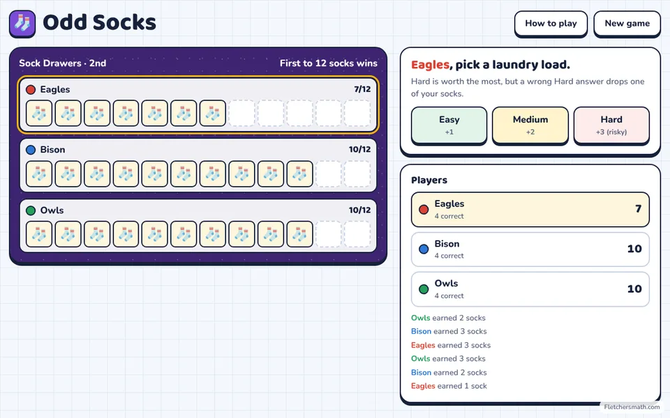 Screenshot of Odd Socks in the middle of a game