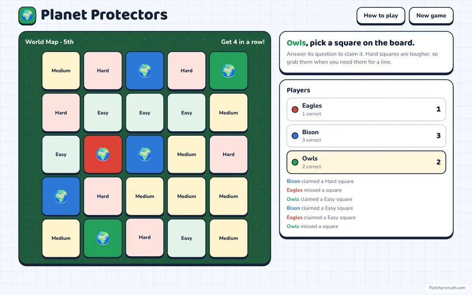 Screenshot of Planet Protectors in the middle of a game